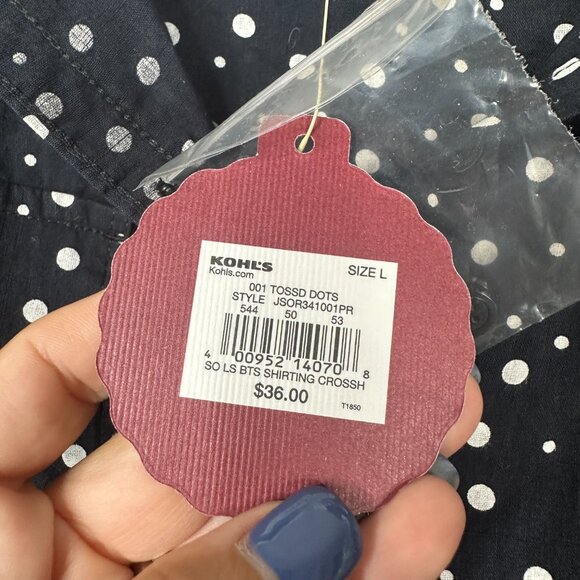 2/$24 NWT So Back-to-School Shirting Crosshatched Tossed Dots Black #A0262 TRB2 - Picture 8 of 9